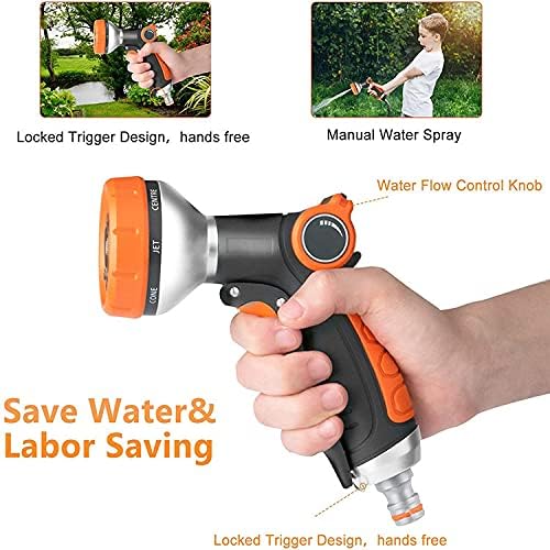 Garden Hose Nozzle Heavy Duty, High Pressure Adjustable 8 Patterns