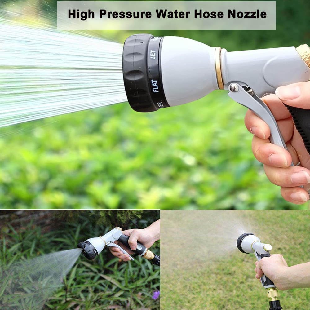 Garden Hose Nozzle Heavy Duty, High Pressure Adjustable 8 Patterns