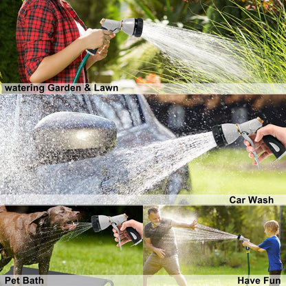 Garden Hose Nozzle Heavy Duty, High Pressure Adjustable 8 Patterns
