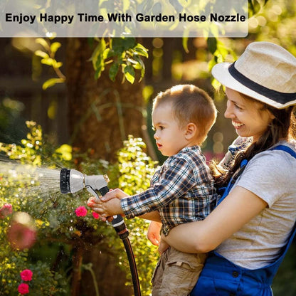 Garden Hose Nozzle Heavy Duty, High Pressure Adjustable 8 Patterns
