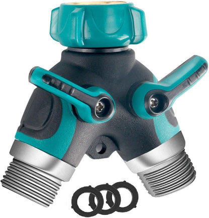 Metal Garden Hose Splitter Upgraded 2026, 2 Way Y Hose Connector, Easy Grip, Easy to Open