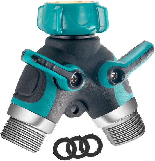 Metal Garden Hose Splitter Upgraded 2026, 2 Way Y Hose Connector, Easy Grip, Easy to Open