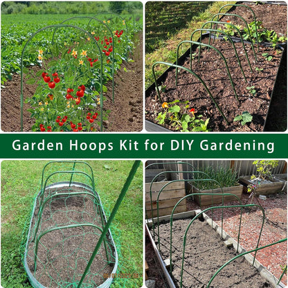 Garden Hoops for Raised beds, 10 Sets DIY Rust-Free Garden Tunnel 32.3"x 32.3" Greenhouse Hoops for Row Cover Garden Netting, Reuseable Plastic-Coated Steel Grow Tunnel Support Frame