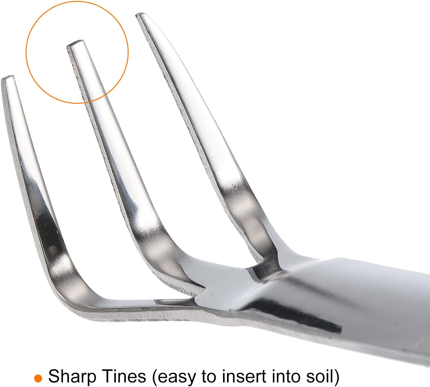 Root Rake, Stainless Steel 3 Prong Thickened Non-Slip Handle Loosening Soil Cultivator with Spatula for Backyard Bonsai Pot Planting, Silver