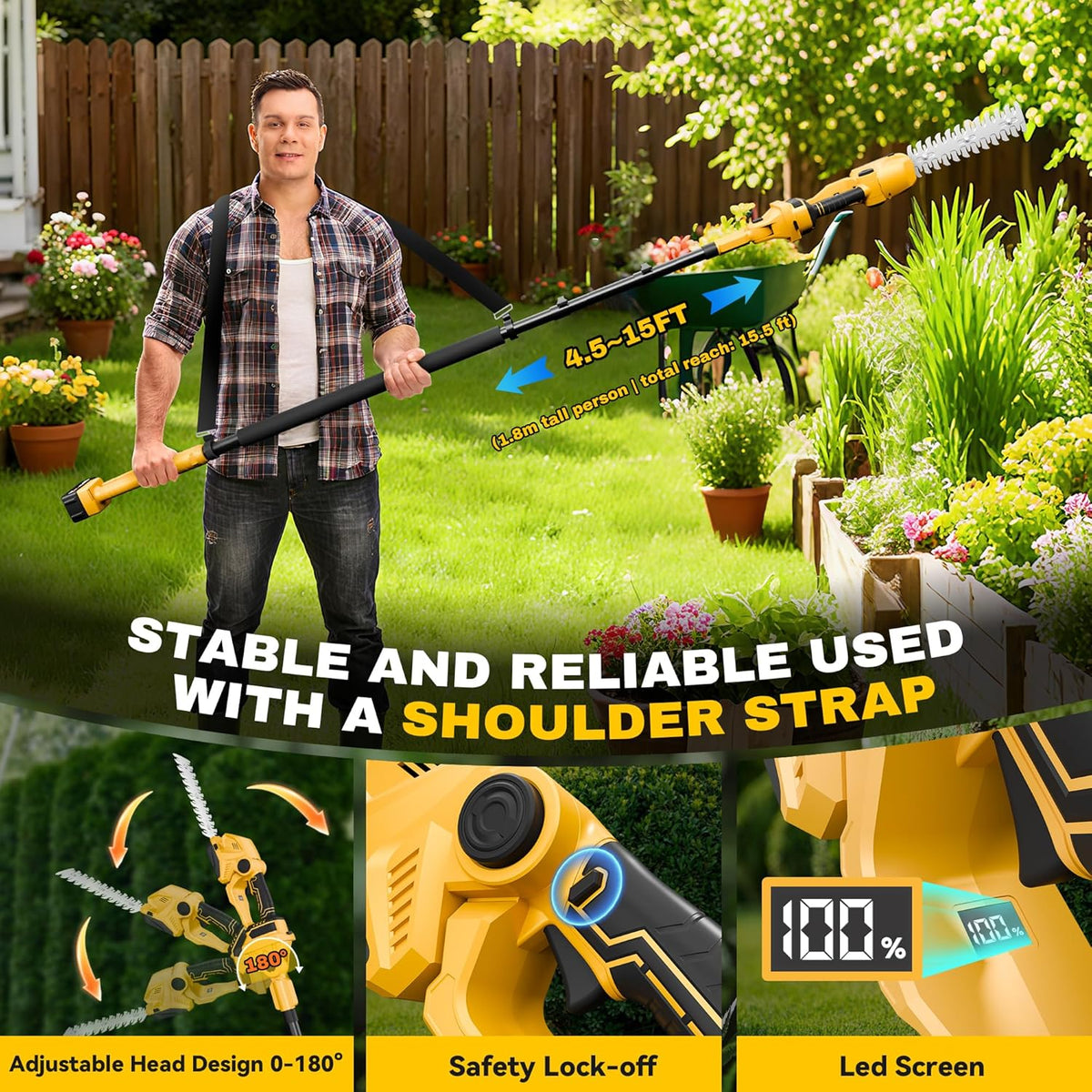 6-in-1 Pole Saw & Cordless Hedge Trimmer Combo Kit