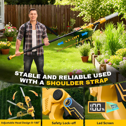 6-in-1 Pole Saw & Cordless Hedge Trimmer Combo Kit