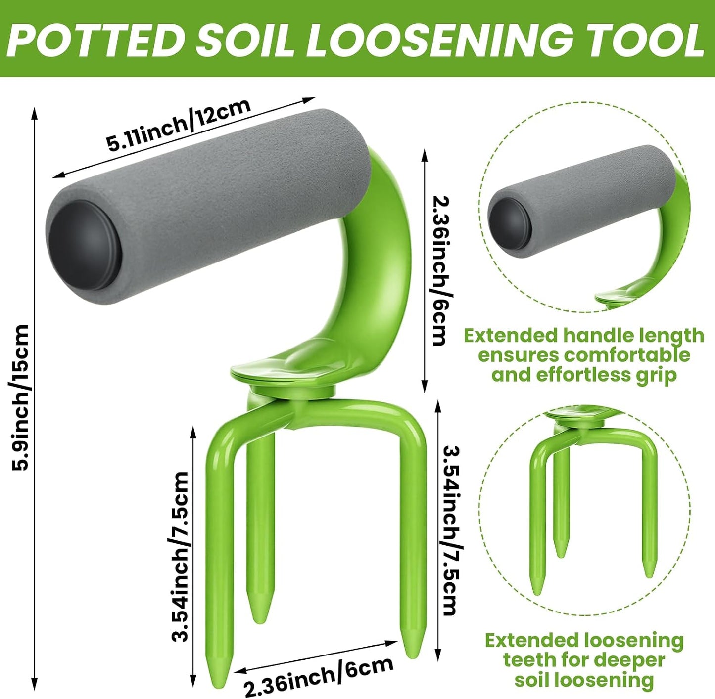 2 Pack Hand Tiller Claw Cultivator, Manganese Steel Soil Loosener with Soft Foam Handle for Raised Garden Beds, Potted Plants & Vegetable Gardening, Purple and Green