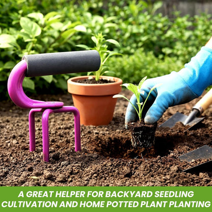 2 Pack Hand Tiller Claw Cultivator, Manganese Steel Soil Loosener with Soft Foam Handle for Raised Garden Beds, Potted Plants & Vegetable Gardening, Purple and Green