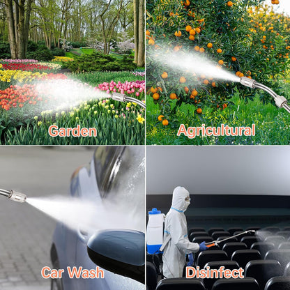 All Metal 44 Inch Replacement Sprayer Wand, Suitable for 1/2" Hose Quick Connector, 1/4" & 3/8" & 1/2" Brass Barb Sprayer Wand, Built-in Shut Valve Stainless Steel, W/2 Hose Clamps & 2 Rolls Raw Tape
