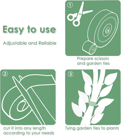 Garden Tie Green Tape, Plant Supports, Gentle On Plants (16.4ft × 0.6 inch, 1 roll, Green)
