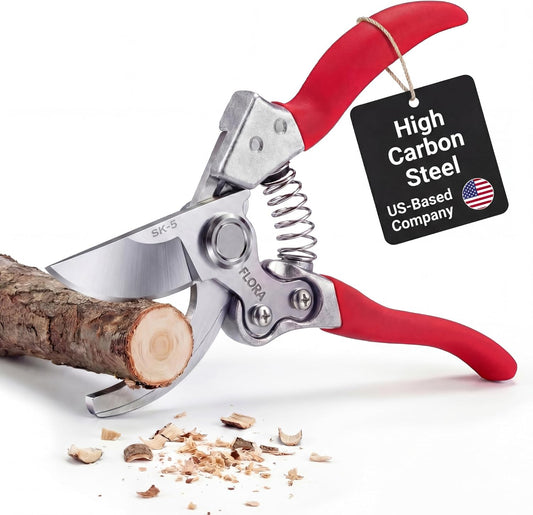 Bypass Pruning Shears, SK5 Steel Safety Lock, Cuts Up to 1" Stems