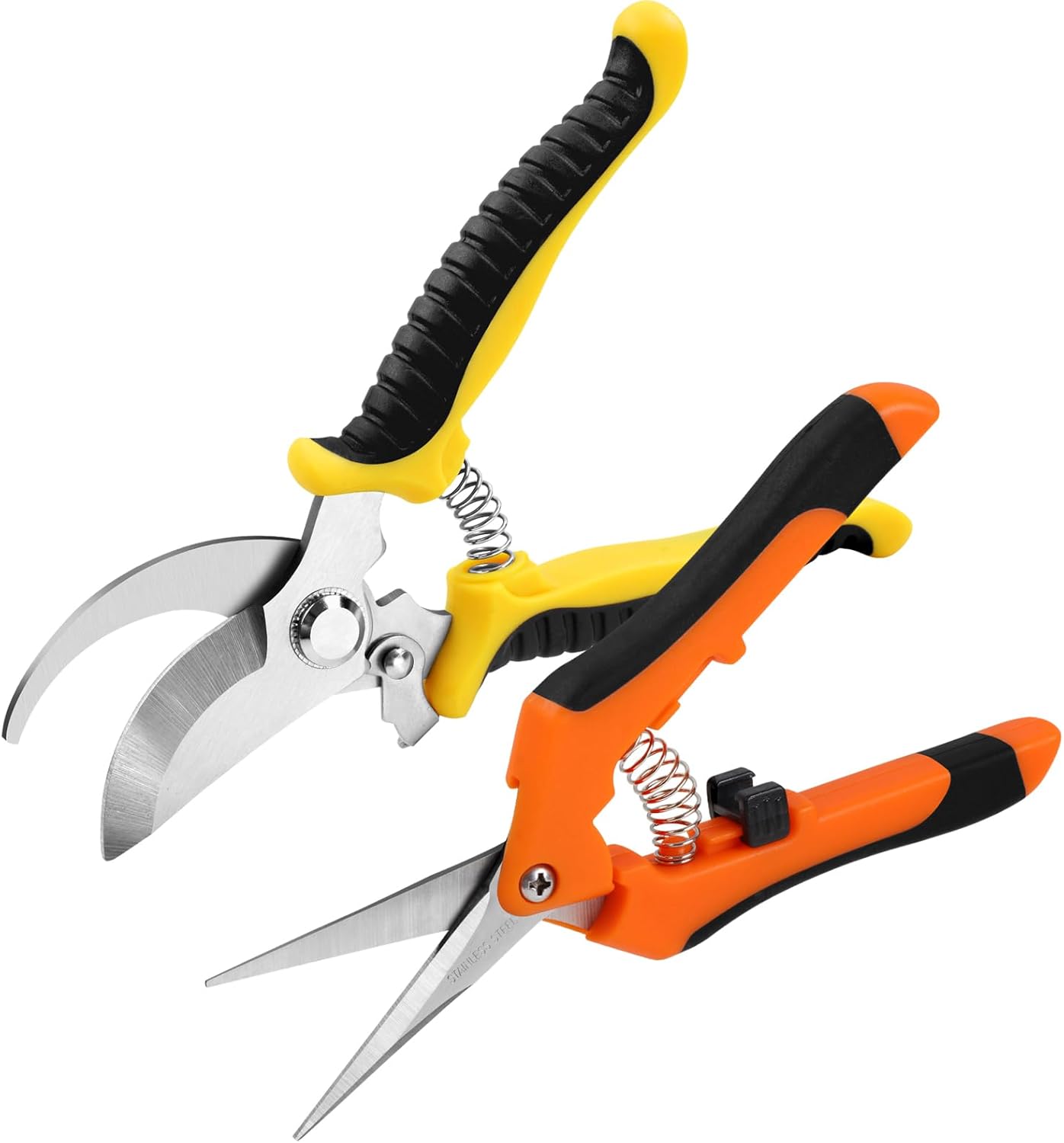 2 Pack Stainless Steel Pruning Shears, Garden Shears, Garden Clippers, Gardening Tools Scissors with Soft Grip Handle