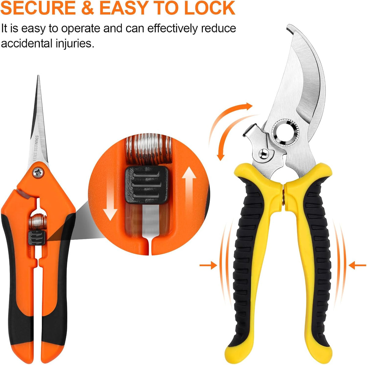2 Pack Stainless Steel Pruning Shears, Garden Shears, Garden Clippers, Gardening Tools Scissors with Soft Grip Handle