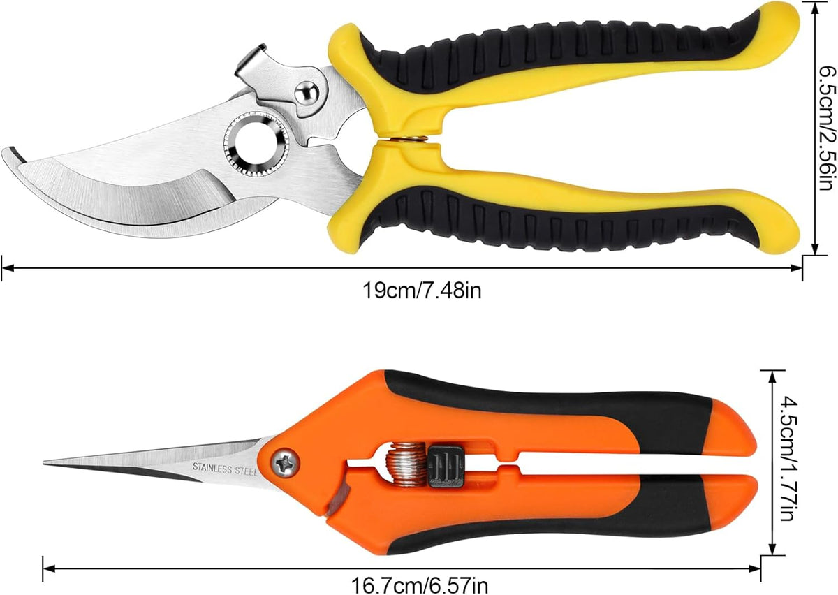 2 Pack Stainless Steel Pruning Shears, Garden Shears, Garden Clippers, Gardening Tools Scissors with Soft Grip Handle