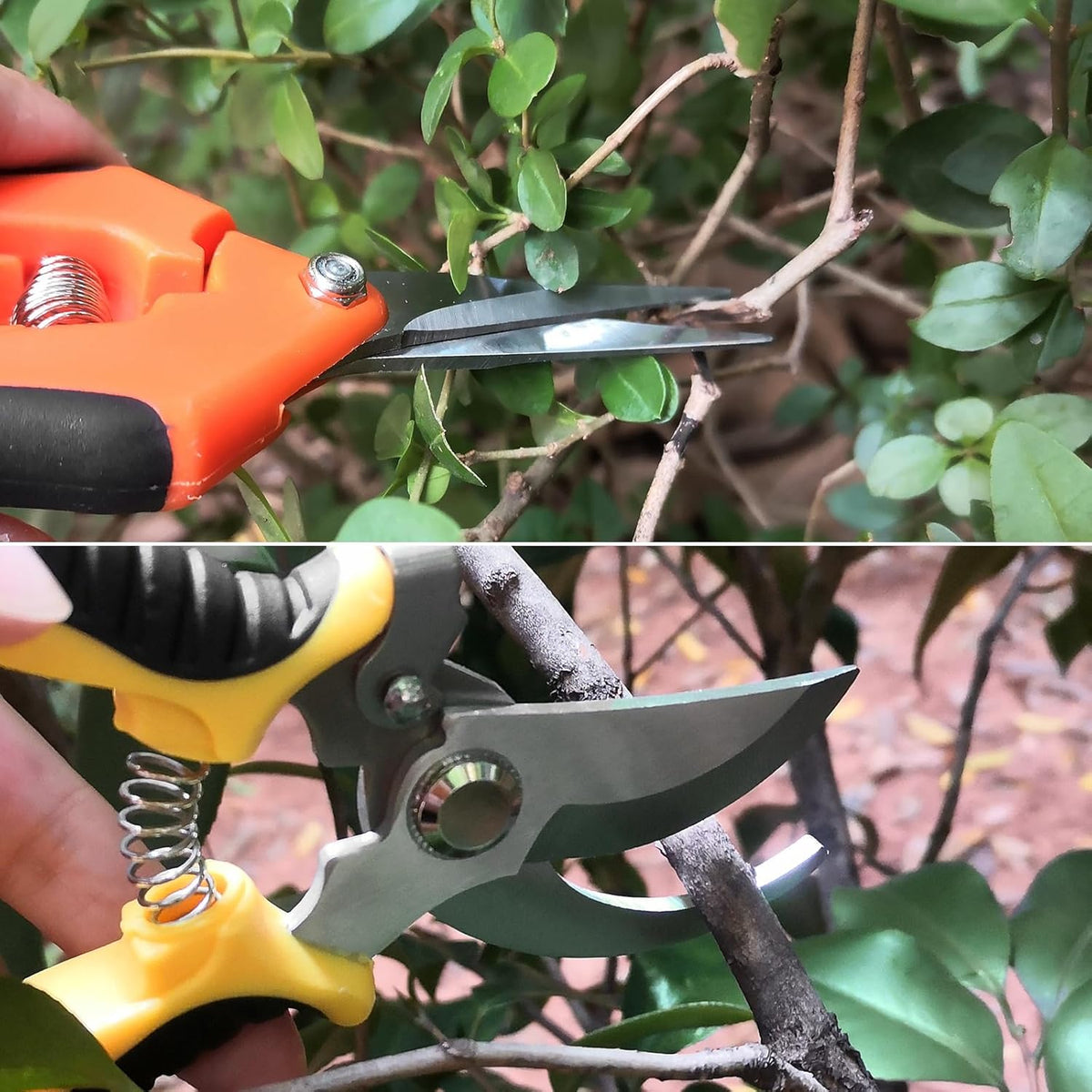 2 Pack Stainless Steel Pruning Shears, Garden Shears, Garden Clippers, Gardening Tools Scissors with Soft Grip Handle