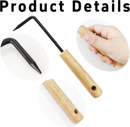 Hand Weeder Tool with Wood Handle, Stainless Steel Weed Remover for Lawns, Potted Plants, Cracks, Patios, Outdoor Garden(Style 1)