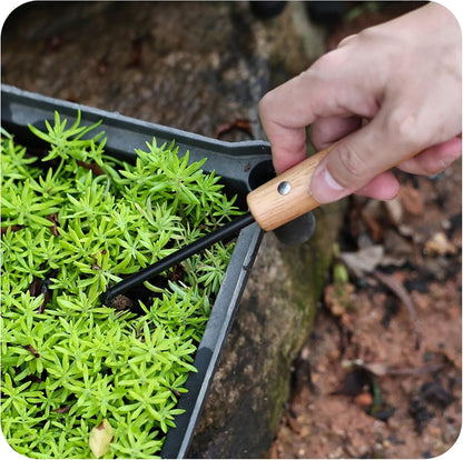 Hand Weeder Tool with Wood Handle, Stainless Steel Weed Remover for Lawns, Potted Plants, Cracks, Patios, Outdoor Garden(Style 1)