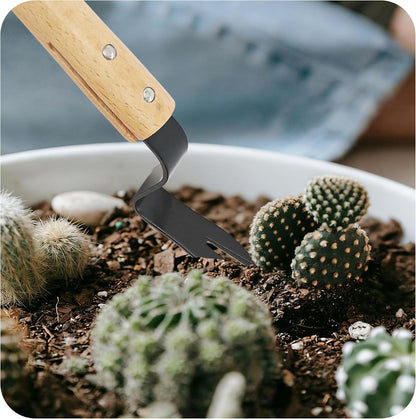 Hand Weeder Tool with Wood Handle, Stainless Steel Weed Remover for Lawns, Potted Plants, Cracks, Patios, Outdoor Garden(Style 1)