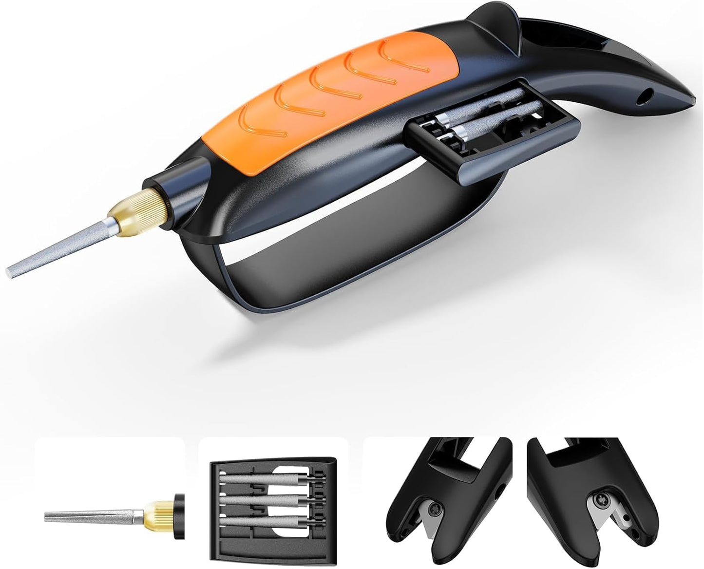 Garden Tool & Knife Sharpener, All-in-1 Kitchen Sharpening Tool-Orange