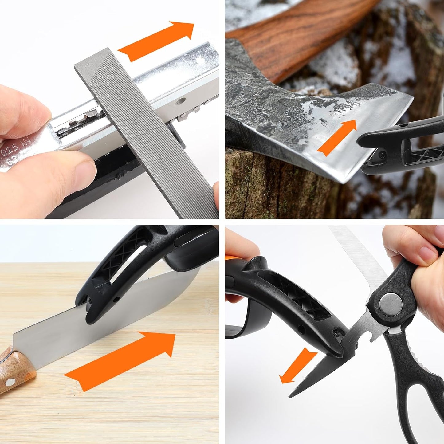 Garden Tool & Knife Sharpener, All-in-1 Kitchen Sharpening Tool-Orange