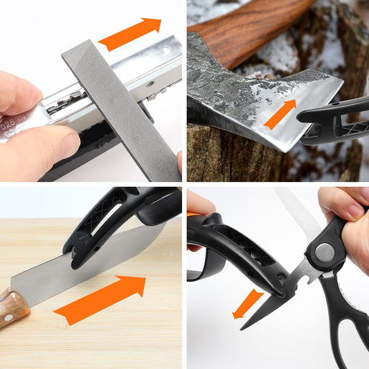 Garden Tool & Knife Sharpener, All-in-1 Kitchen Sharpening Tool-Orange