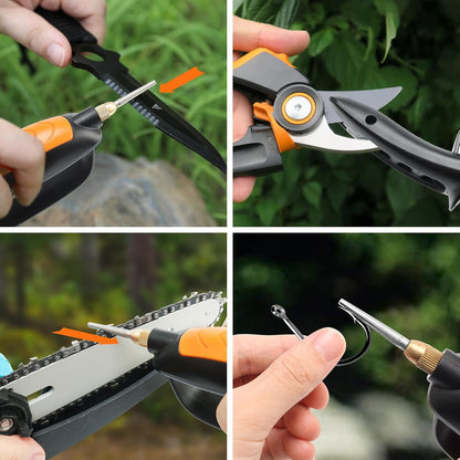 Garden Tool & Knife Sharpener, All-in-1 Kitchen Sharpening Tool-Orange