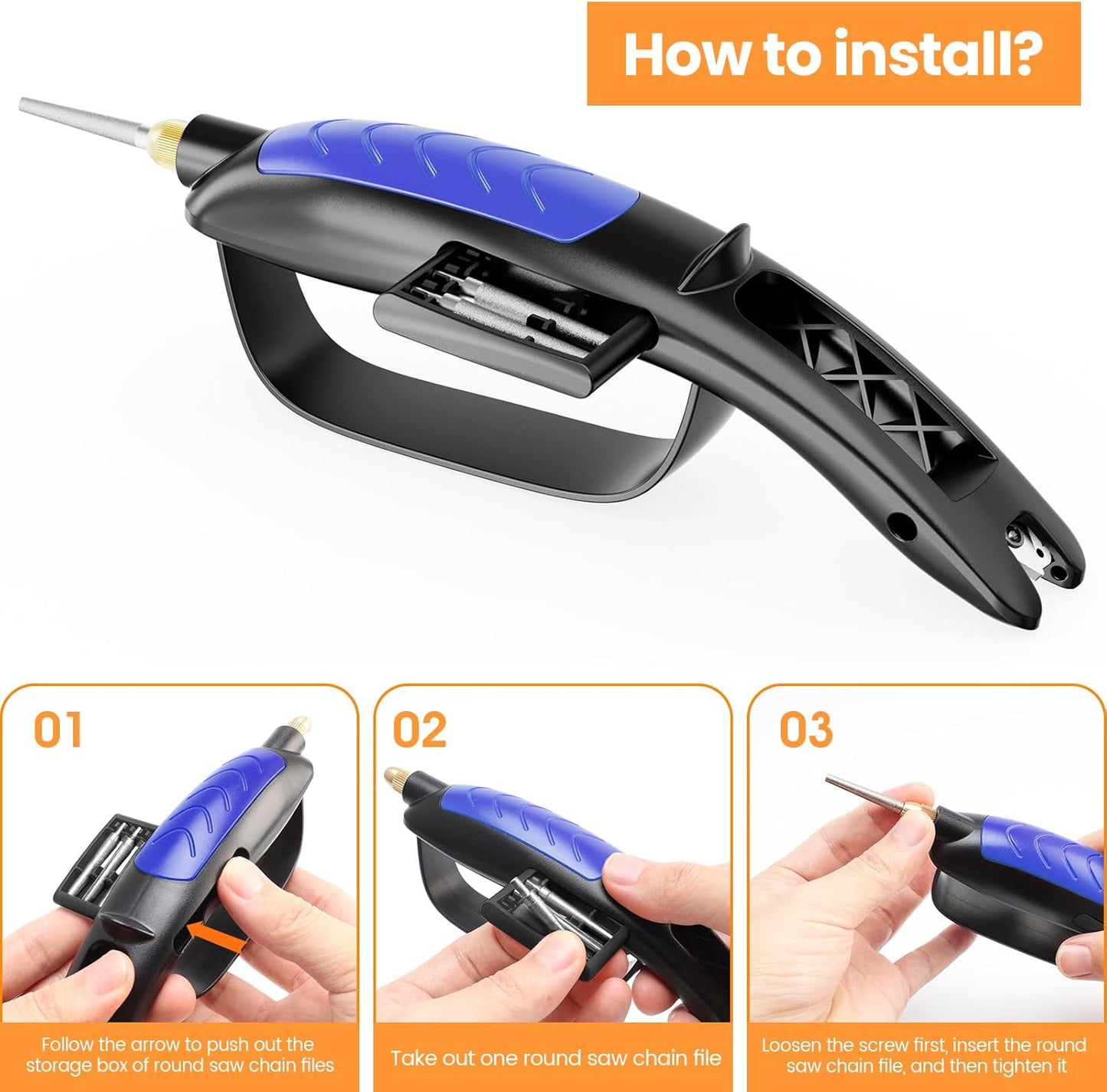 Garden Tool & Knife Sharpener, All-in-1 Kitchen Sharpening Tool-Orange