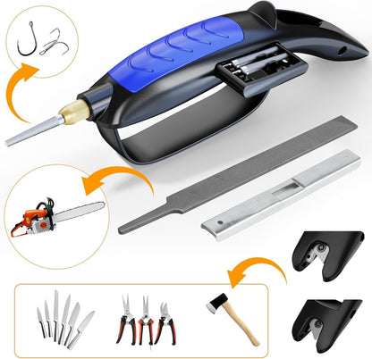 Garden Tool & Knife Sharpener, All-in-1 Kitchen Sharpening Tool-Orange