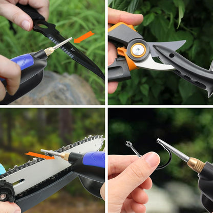 Garden Tool & Knife Sharpener, All-in-1 Kitchen Sharpening Tool-Orange