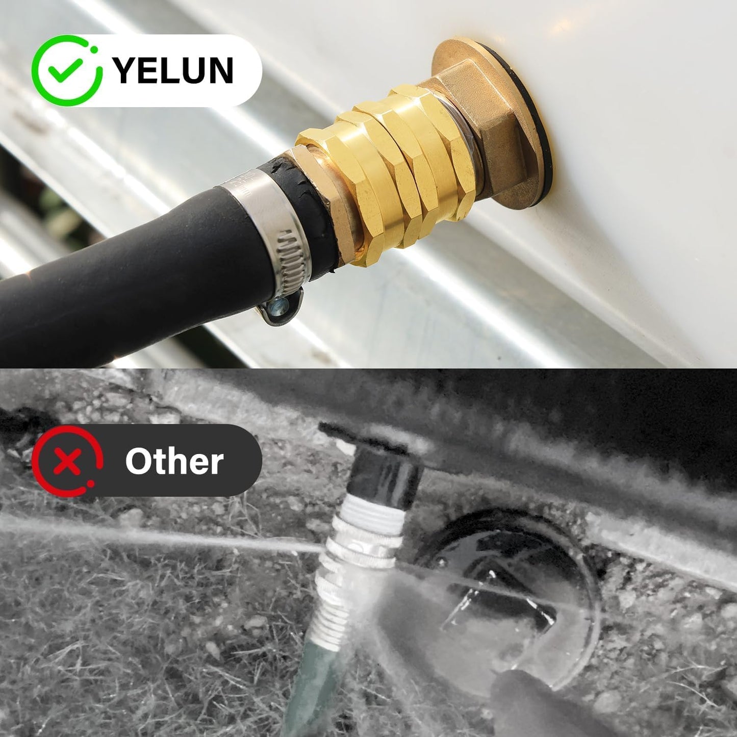 Solid brass Garden Hose Fittings Connectors Adapter Heavy Duty Brass Repair female to double female faucet leader coupler dual water hose connector(3/4"GHT) 2 Pcs