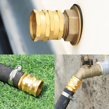 Solid brass Garden Hose Fittings Connectors Adapter Heavy Duty Brass Repair female to double female faucet leader coupler dual water hose connector(3/4"GHT) 2 Pcs