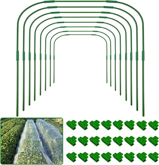 8 Sets 41.3"x32" Greenhouse Hoops Grow Tunnel for Garden Plants and Raised Beds,Durable Removable Rust-Free Steel Coated Frame Garden Hoops Kit with 24 Clips,Row Cover Hoops for Outdoor Vegetable