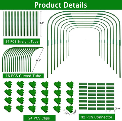 8 Sets 41.3"x32" Greenhouse Hoops Grow Tunnel for Garden Plants and Raised Beds,Durable Removable Rust-Free Steel Coated Frame Garden Hoops Kit with 24 Clips,Row Cover Hoops for Outdoor Vegetable