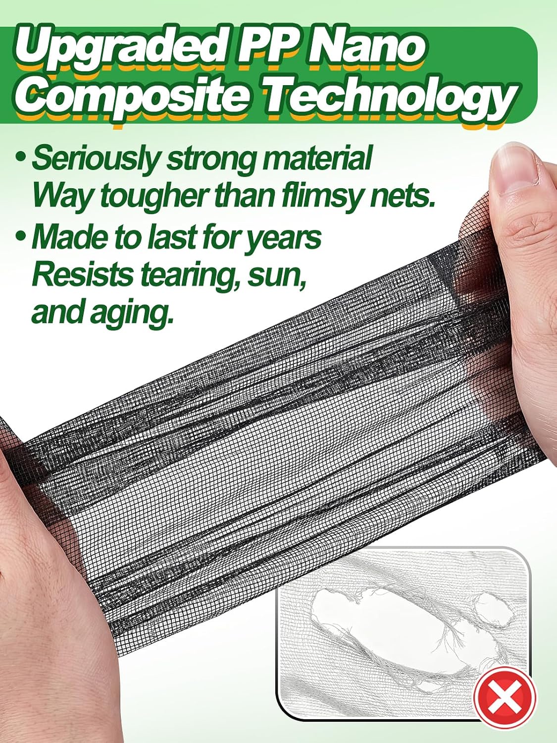 10x20ft Strong PP Nanocomposite Mosquito Net Garden Netting, Black