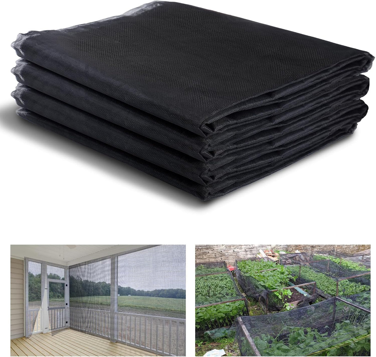 10x20ft Strong PP Nanocomposite Mosquito Net Garden Netting, Black