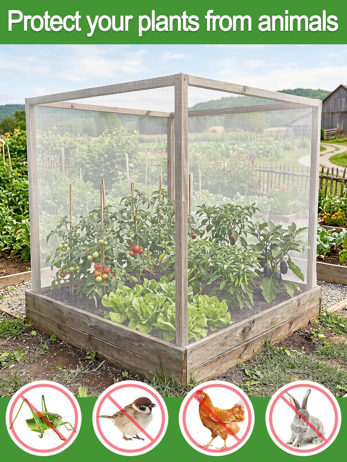 10x20ft Strong PP Nanocomposite Mosquito Net Garden Netting, Black