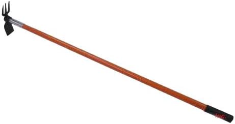 3-Prong Cultivator Hoe with Dual Heads for Weeding & Cultivating and Planting, Black, Garden Tool, Garden Hoe, Manual, American Fiberglass Handle. Assembled in USA.