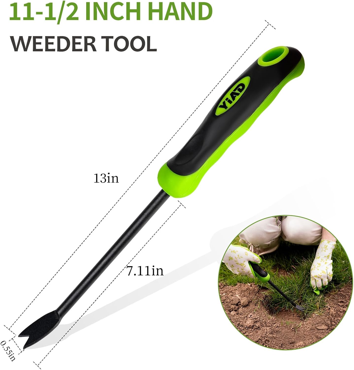 Hand Weeder Tool, 13" High-Carbon Steel V-Tip Weed Puller