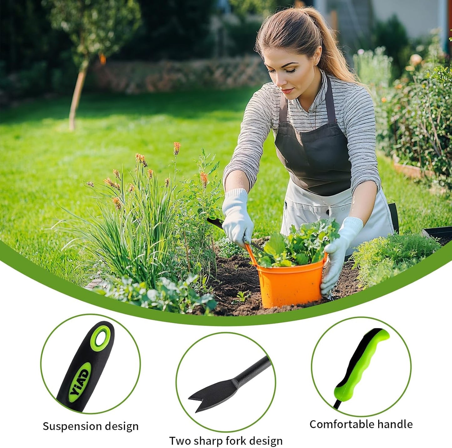 Hand Weeder Tool, 13" High-Carbon Steel V-Tip Weed Puller