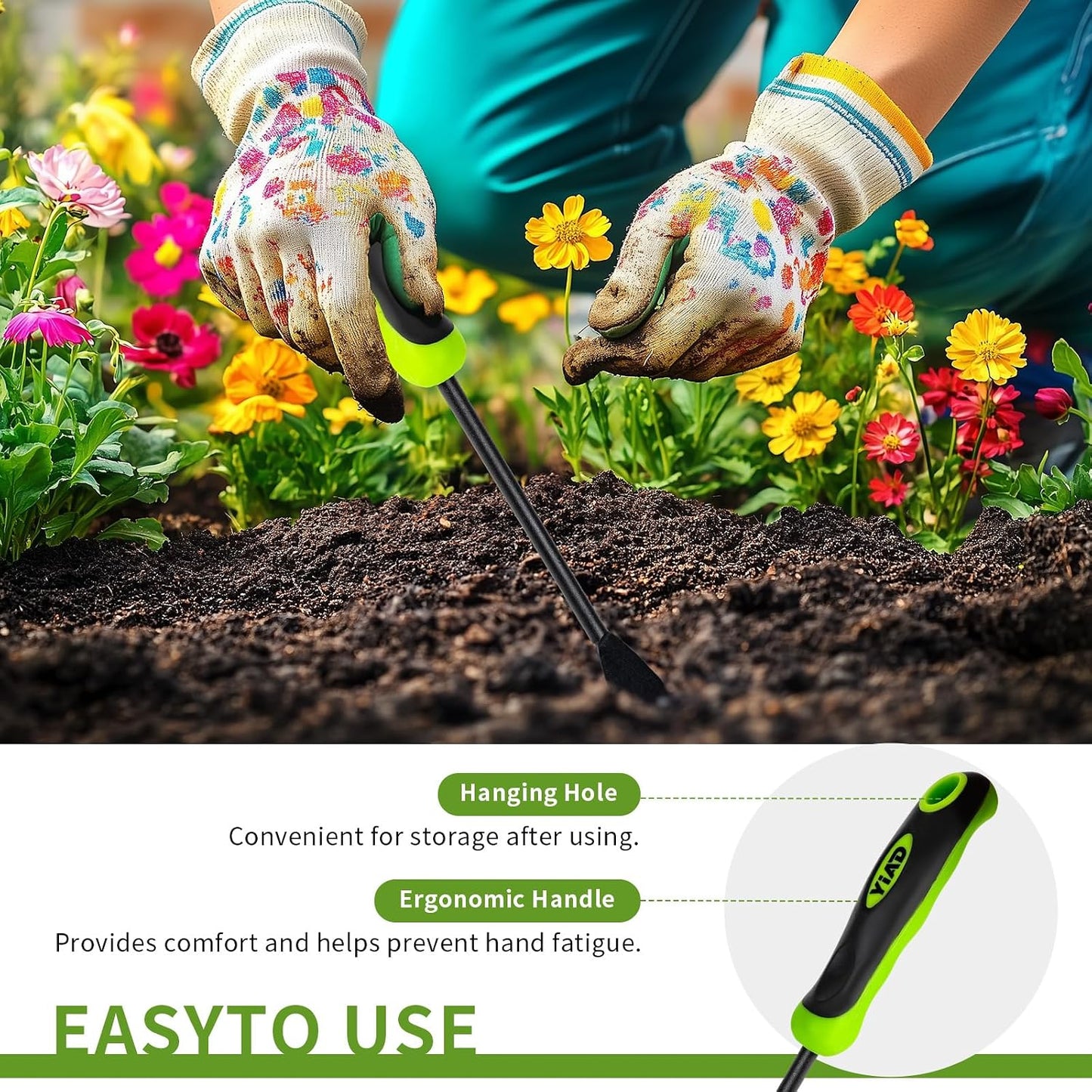 Hand Weeder Tool, 13" High-Carbon Steel V-Tip Weed Puller