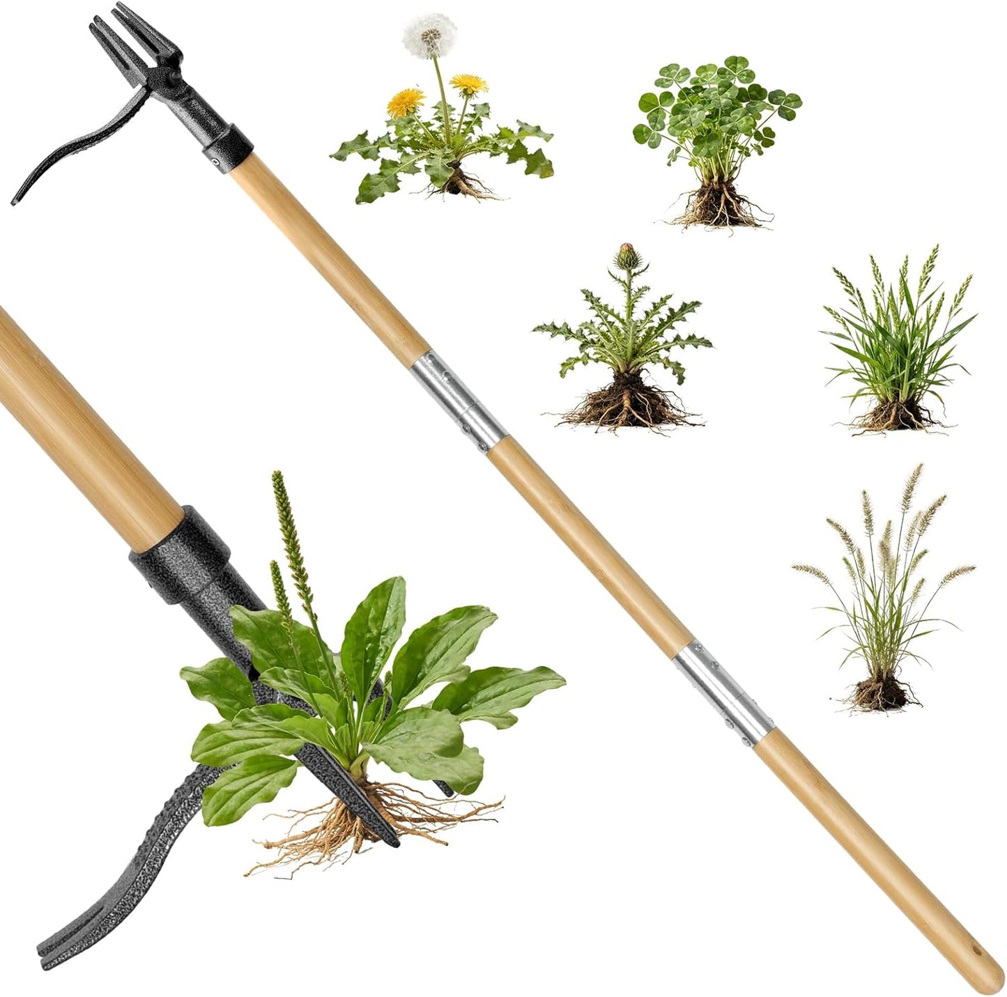 Hand Weeder Tool, 13" High-Carbon Steel V-Tip Weed Puller