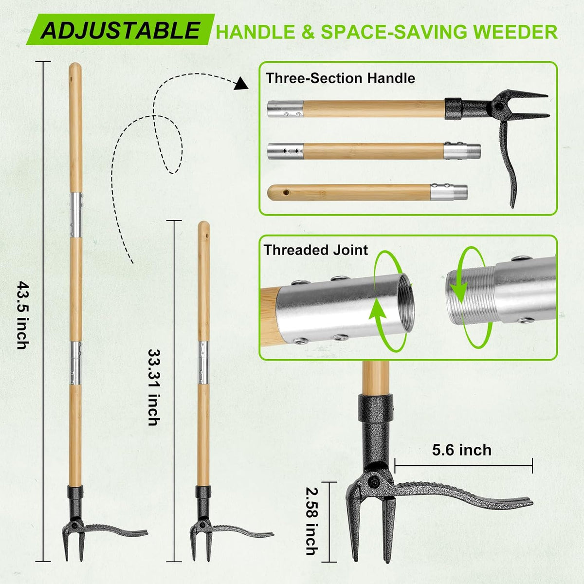 Hand Weeder Tool, 13" High-Carbon Steel V-Tip Weed Puller