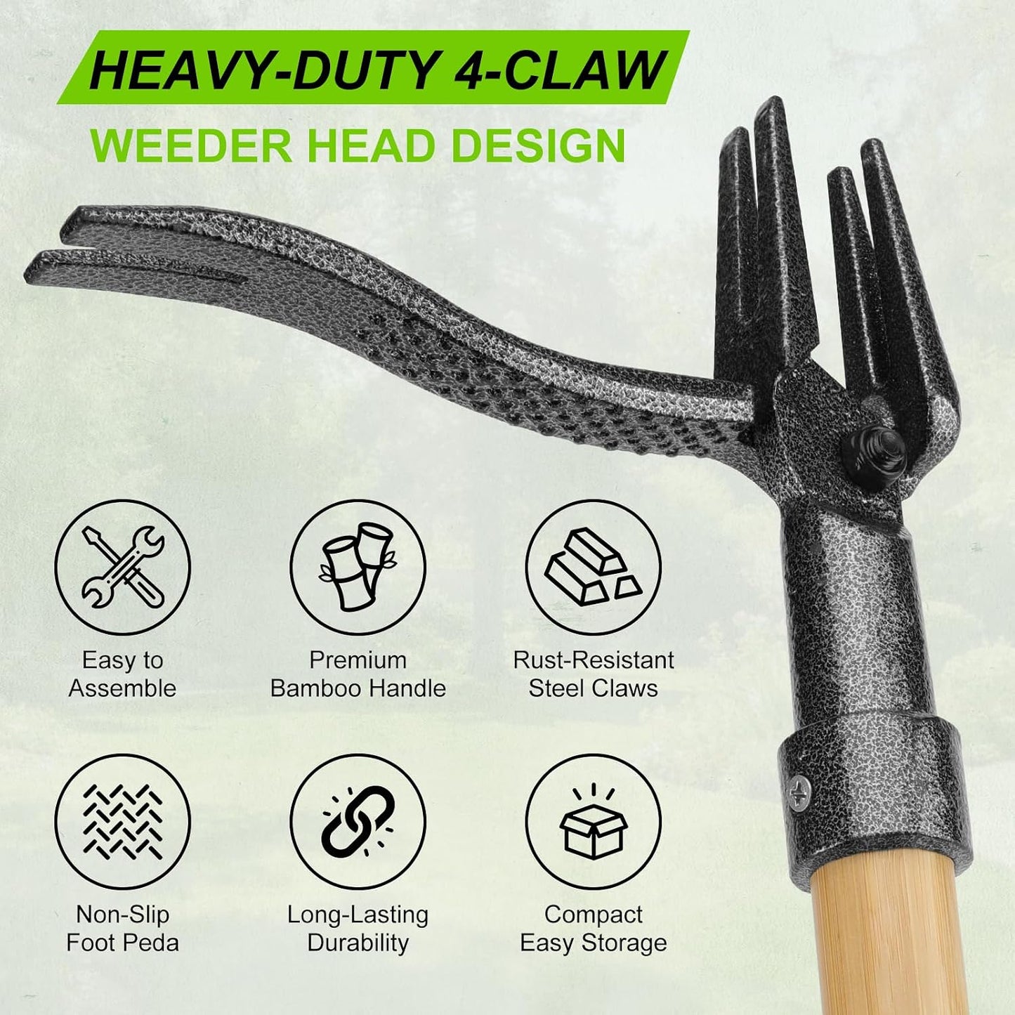 Hand Weeder Tool, 13" High-Carbon Steel V-Tip Weed Puller