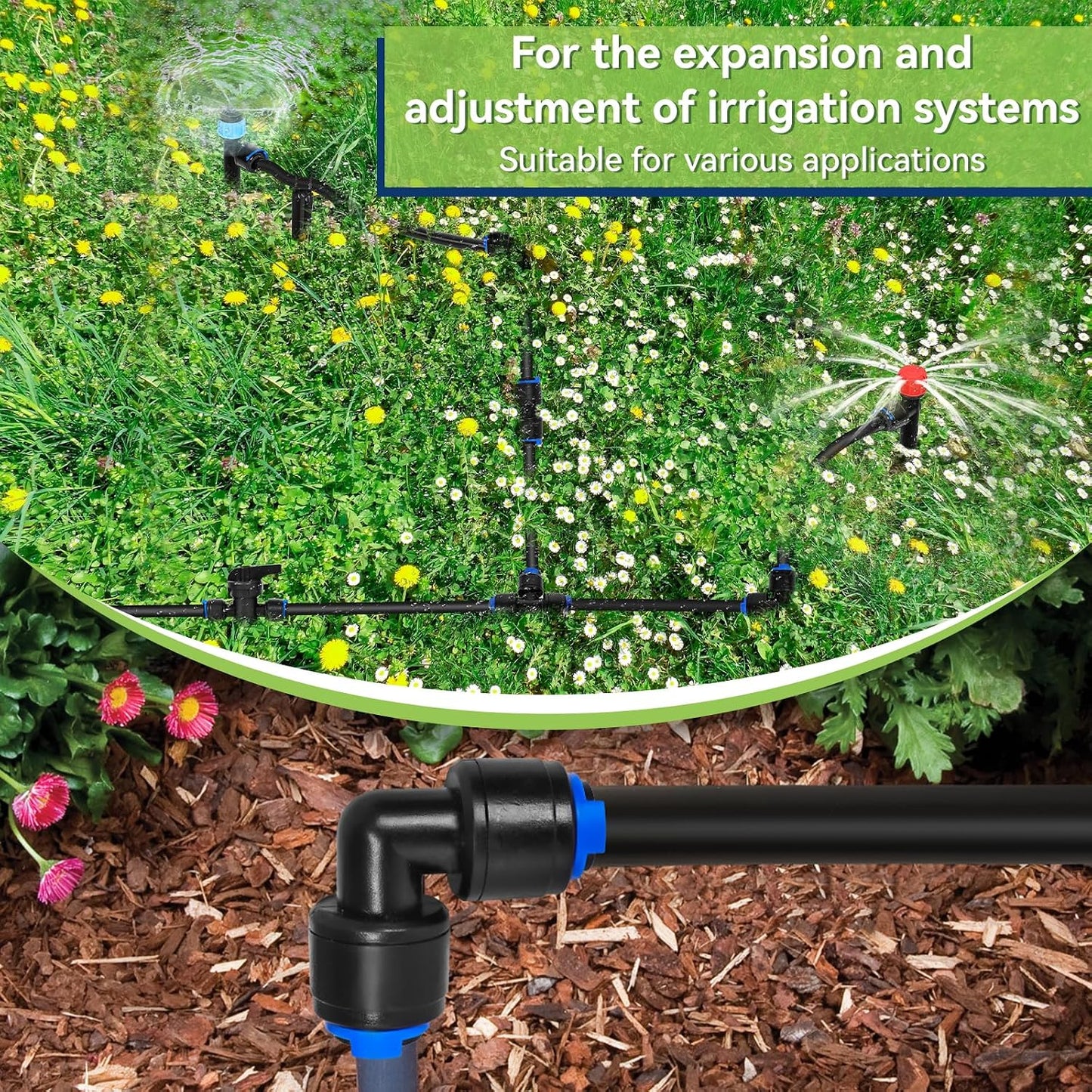 20PCS 1/4 inch Tubing Drip Irrigation Vortex Emitters,Degree Drip Emitter Sprayer with Stake, Irrigation Dripper Sprinklers for Drip Irrigation System Parts & Connectors