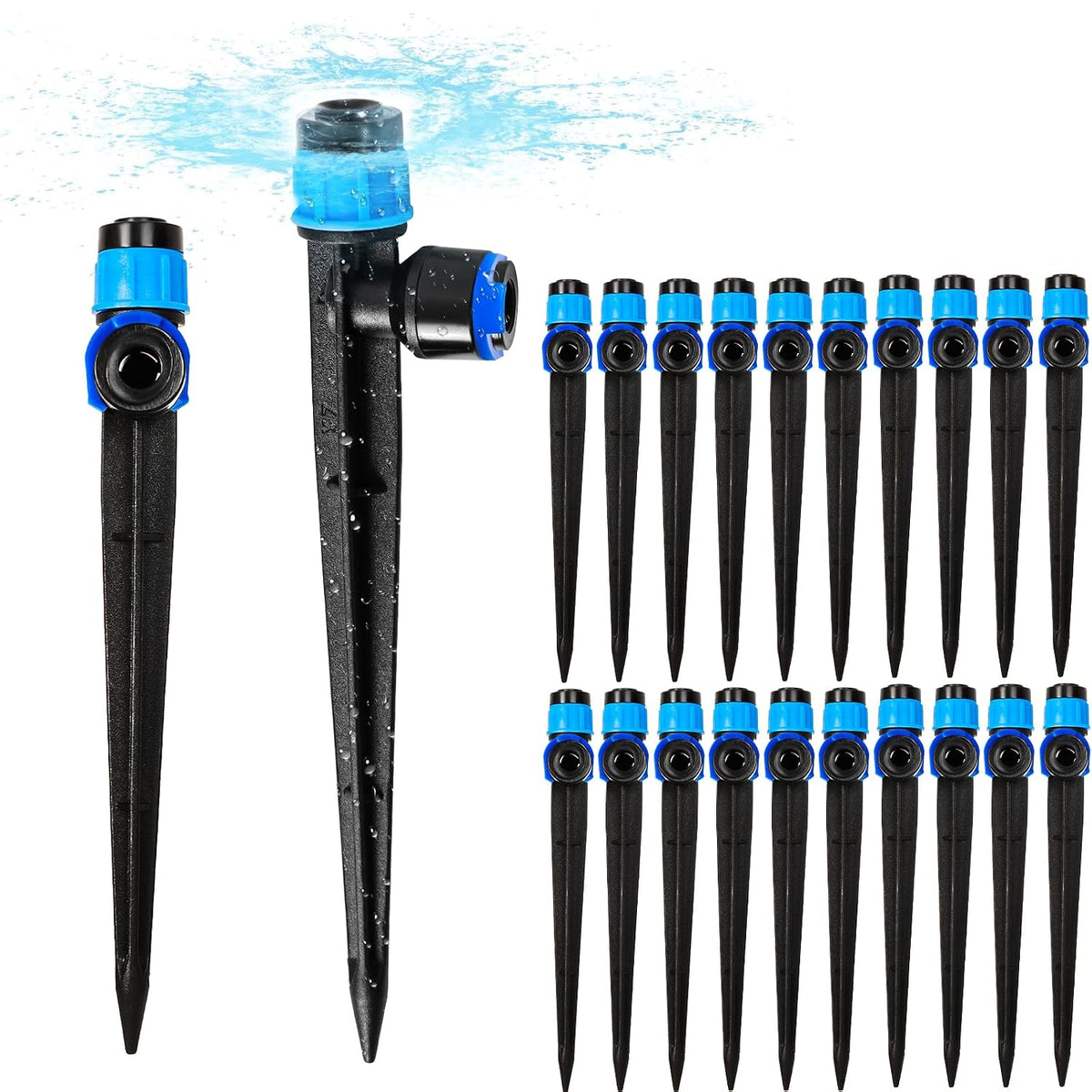 20PCS 1/4 inch Tubing Drip Irrigation Vortex Emitters,Degree Drip Emitter Sprayer with Stake, Irrigation Dripper Sprinklers for Drip Irrigation System Parts & Connectors