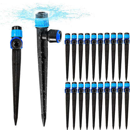 20PCS 1/4 inch Tubing Drip Irrigation Vortex Emitters,Degree Drip Emitter Sprayer with Stake, Irrigation Dripper Sprinklers for Drip Irrigation System Parts & Connectors