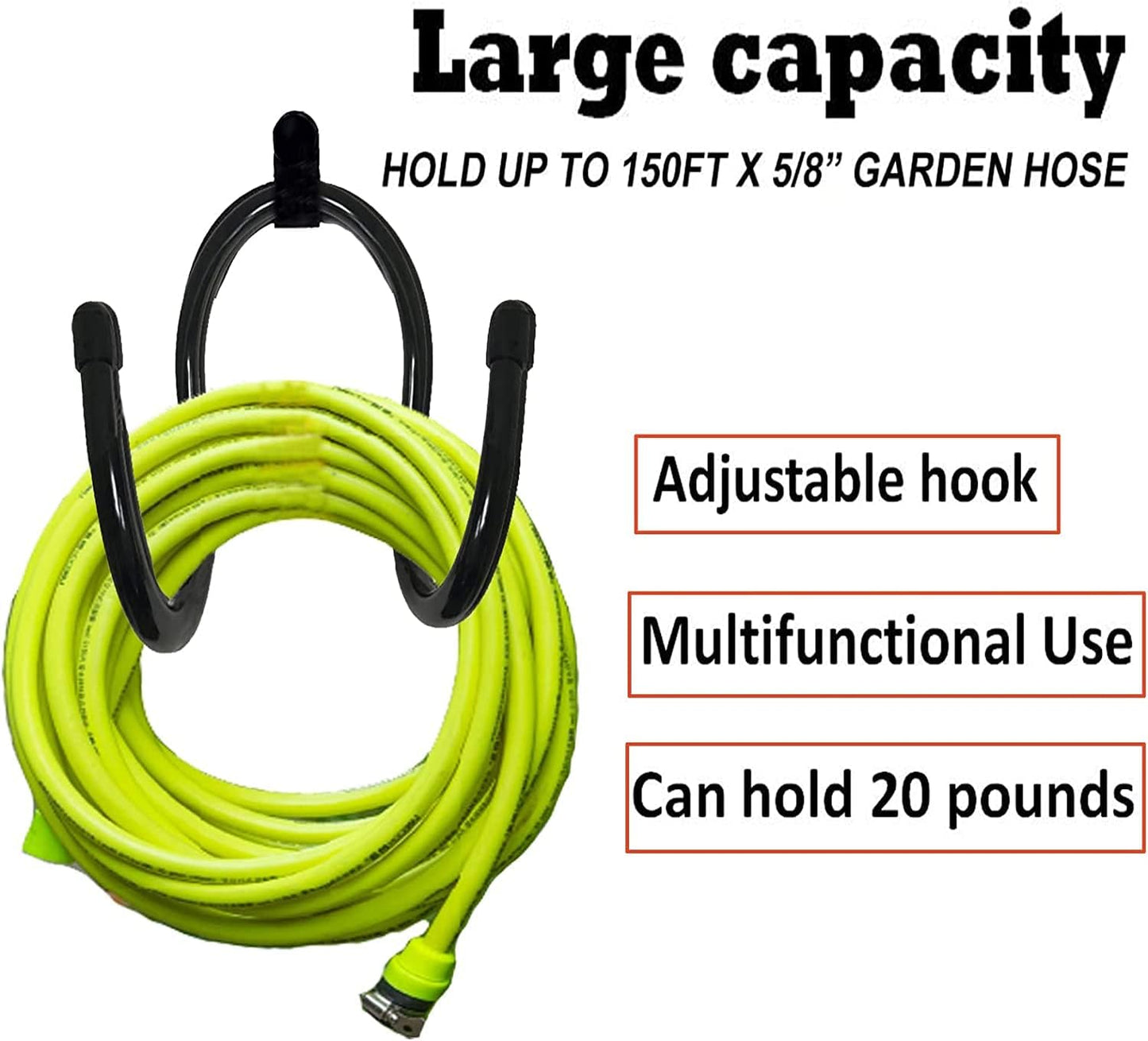 2 Pack Hose Hanger,Metal Hose Holder Wall Mount, Hook for Garden Hose/Expandable Hose/Hose Reel/Water Hose/Pocket Hose/Flexable Hose/Magic Hose- Chain-Link Fence or Wall Mount