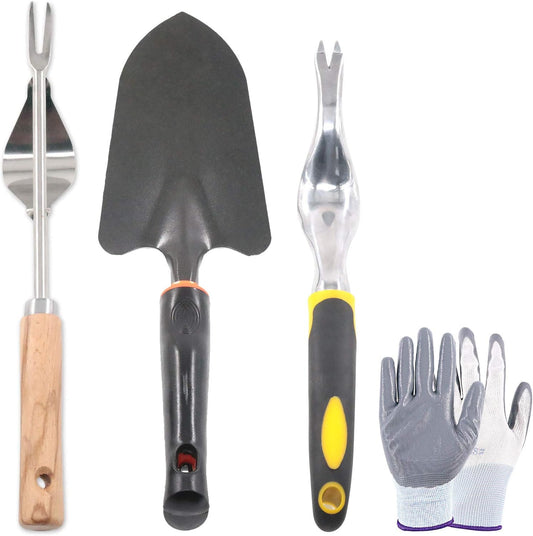 5Pcs Manual Weeders Puller Tool Kit, Weed Puller Tool Garden Handle Weeder Removal Tool Garden Trowel with Ergonomic Handle Weeding Tool with Protective Gloves for Garden Lawn