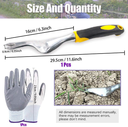5Pcs Manual Weeders Puller Tool Kit, Weed Puller Tool Garden Handle Weeder Removal Tool Garden Trowel with Ergonomic Handle Weeding Tool with Protective Gloves for Garden Lawn