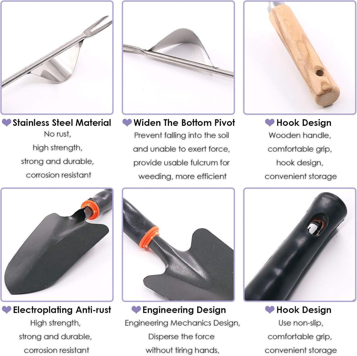 5Pcs Manual Weeders Puller Tool Kit, Weed Puller Tool Garden Handle Weeder Removal Tool Garden Trowel with Ergonomic Handle Weeding Tool with Protective Gloves for Garden Lawn
